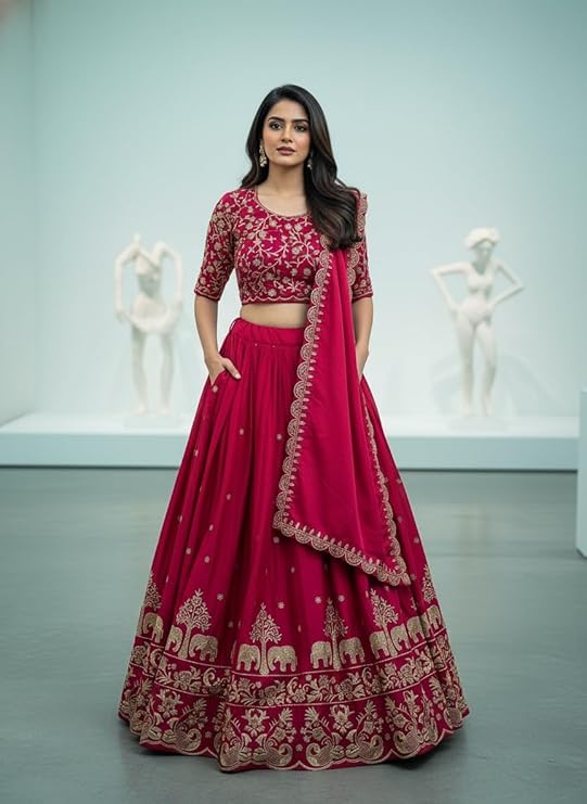 women’s embroidered lehenga choli with dupatta | traditional ethnic wear for wedding & festive occasions